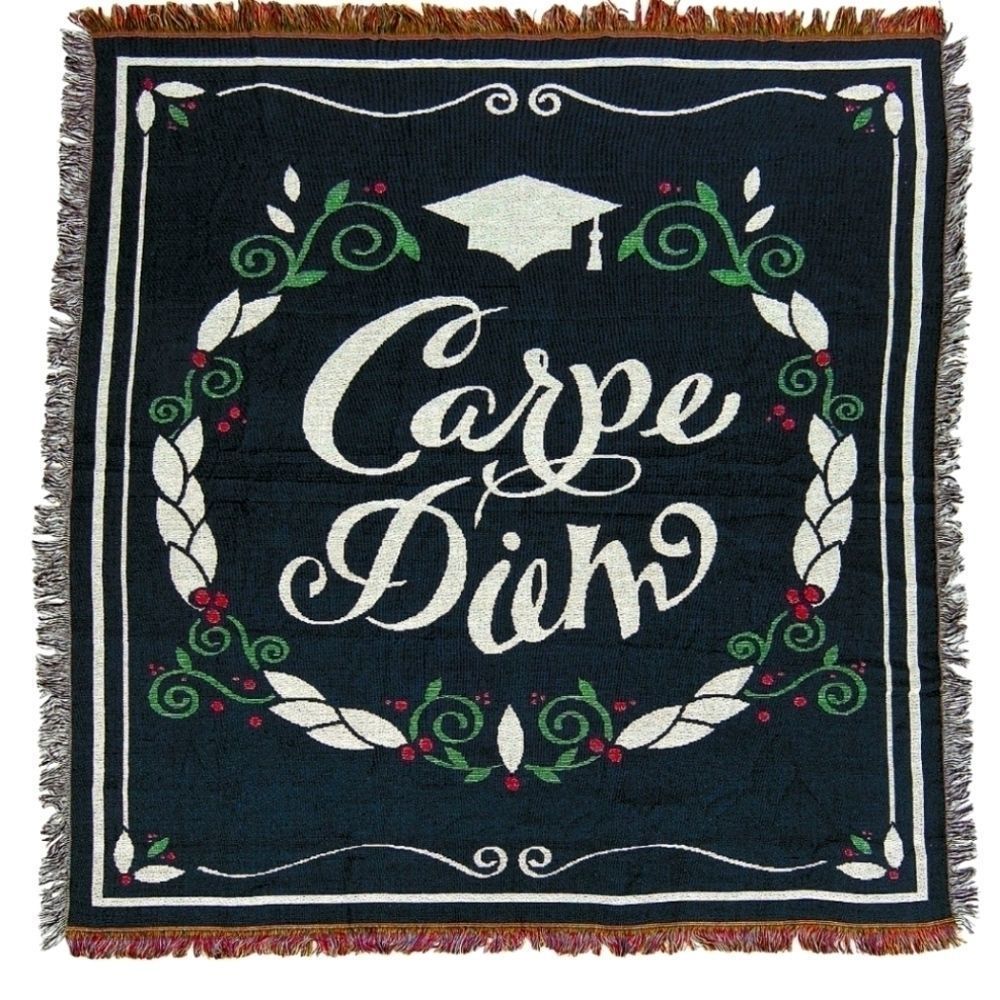 Graduation Woven Throw "Carpe Diem"‎ Seize the day! NWT